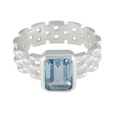 Milagros Art Deco Blue Solitaire Band Blue Topaz Blue